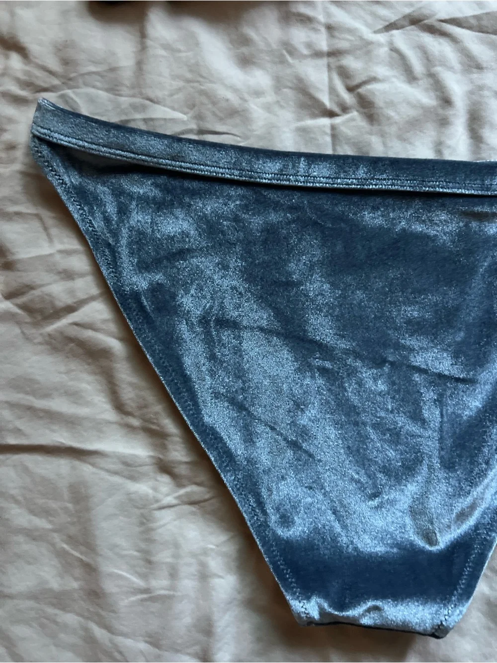 Shimmery Blue Velvet Bikini Set